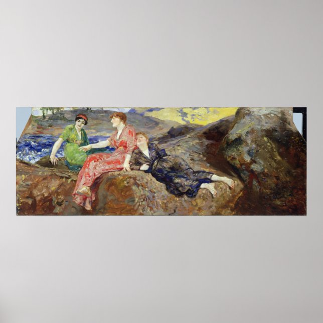 Poster Meninas na costa, c.1884-85 (Frente)