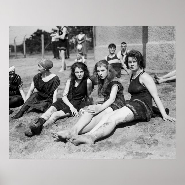 Poster Meninas na praia, começo dos anos 1900 (Frente)