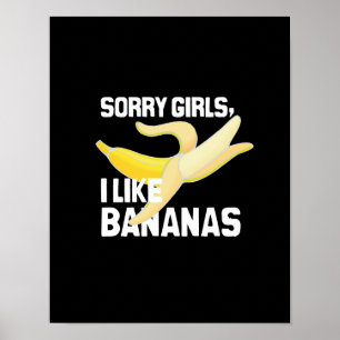 POSTER MENINAS PESAROSAS EU GOSTO DE BANANAS - BRANCO -