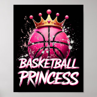 Poster Meninas Princesa de Beisebol Rosa Coroa de Bola de