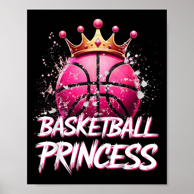 Poster Meninas Princesa de Beisebol Rosa Coroa de Bola de (Frente)