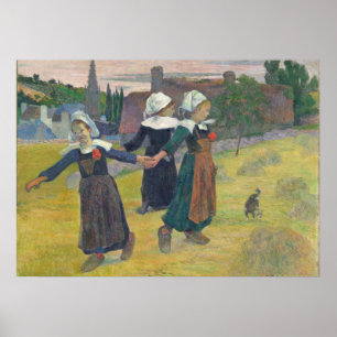 Poster Meninas que dançam, Pont-Aven do bretão de Paul