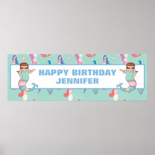 Poster Meninas Sereias Aniversário Personalizadas