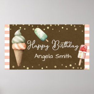 Poster Meninas Sorvete Bem-vindo Aniversário Papel Kraft