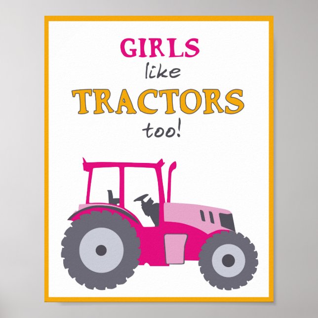Poster Meninas também gostam de tratores berçário trator  (Frente)
