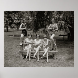 Pôster Meninas Tocando Ukuleles, 1926. Foto Antiga