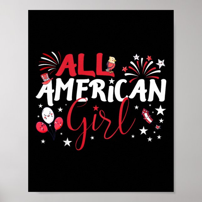 Poster Meninas totalmente americanas para o Dia da Indepe (Frente)