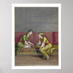 Poster Meninas turcas, jogando Mangala, século XVIII