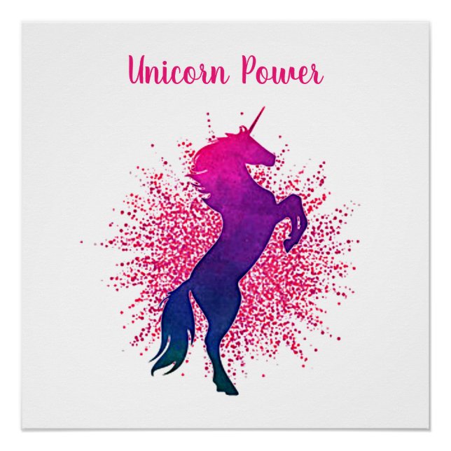 Pôster Meninas "Unicorn Power" Unicorn e Glitter (Frente)