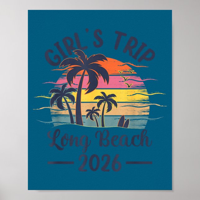Poster Meninas Viagem Long Beach Ca Vintage (Frente)