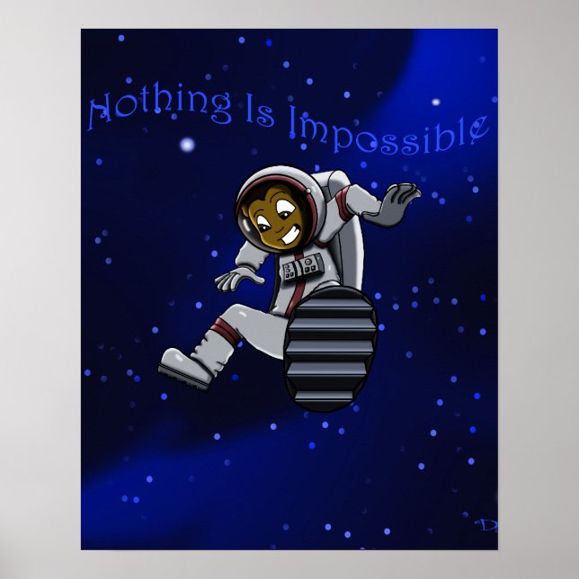 Pôster Menino Afro-Americano Astronauta (Frente)