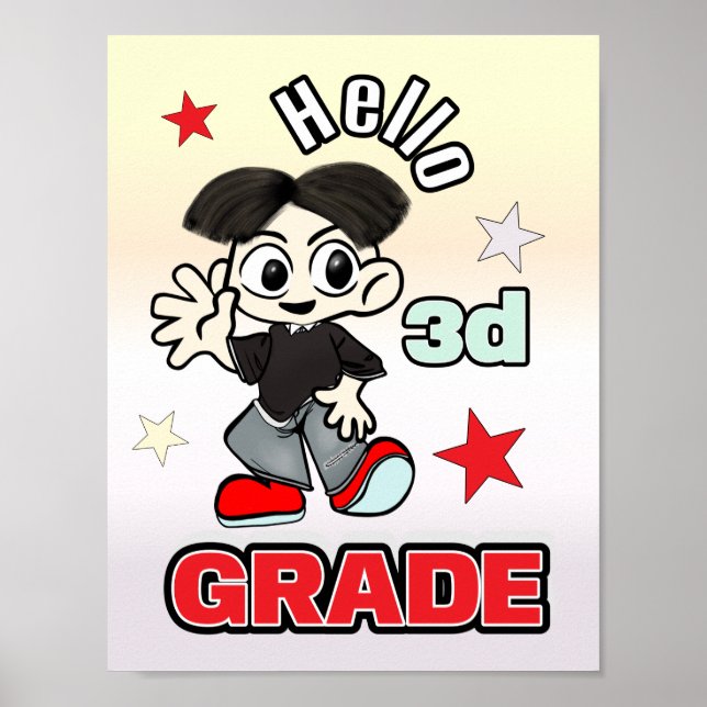 Poster Menino Anime Fofo Olá 3º Ano (Frente)