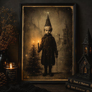 Poster Menino Assustador do Natal Vintage Gótico Creepmas