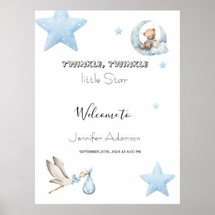 Poster Menino bebê estrelinha brilhante cor de água