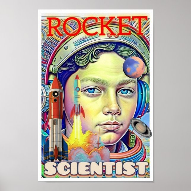 POSTER MENINO CIENTISTA DE FOGUETES (Frente)