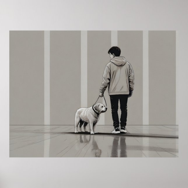 Poster Menino com arte de cão (Frente)