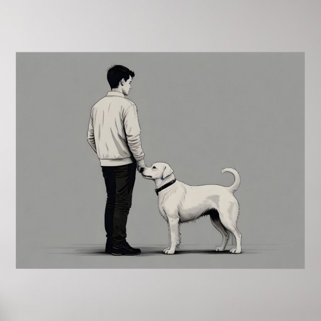 Poster Menino com arte de cão (Frente)
