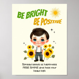 Poster Menino com girassóis