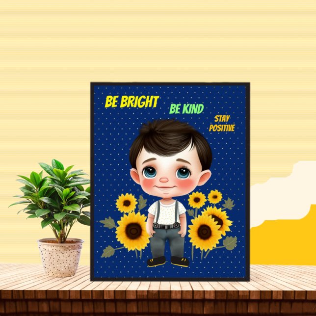 Poster Menino com girassol (Criador carregado)