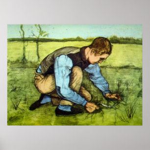 Poster Menino Cortando Grama com Foice por Vincent van Go