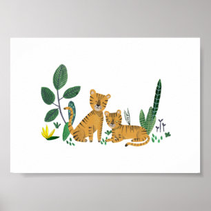 Poster menino da nursery Tiger Jungle Safari