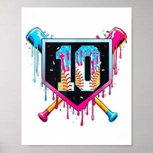 Poster Menino de 10 anos de beisebol sorvete derramado 10