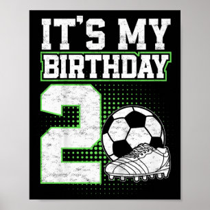 Poster Menino de 2 Anos de Futebol É Meu 2º Aniversário d