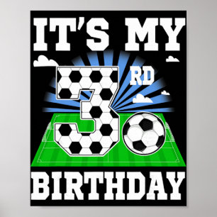 Poster Menino de 3 Anos É Meu 3º Aniversário Tema de Fute