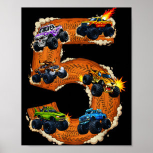 Poster menino de 5 anos de caminhão monstro criança de 5