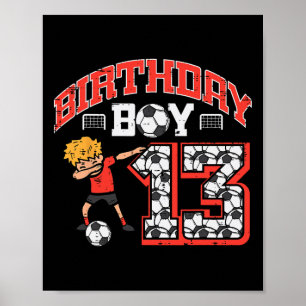 Poster Menino de Aniversário 13 Futebol Dab 13 Anos Bday