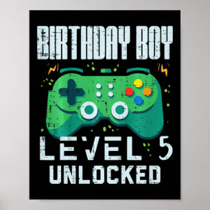 Poster Menino de Aniversário Infantil Nível 5 Desbloquead