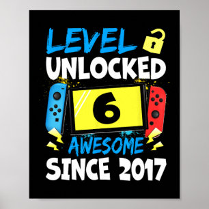 Poster Menino de Aniversário Nível 6 Desbloqueado Incríve