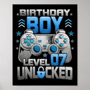 Poster Menino de Aniversário Nível 7 Desbloqueado Festa d