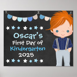 Poster Menino de Escola na Moda Primeiro Dia de Aula Quad