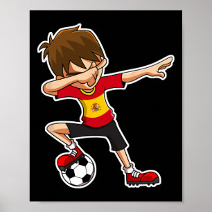 Poster Menino de Futebol Dabbing Camisa da Espanha, Crian