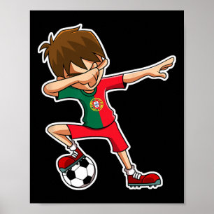 Poster Menino de Futebol Dabbing Camisa de Portugal Crian
