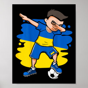 Poster Menino de futebol fazendo Dabbing na Ucrânia Jerse