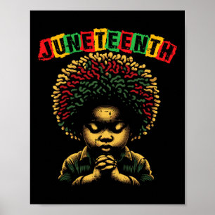 Poster Menino de Juneteenth Rezando Africano Negro 19 de