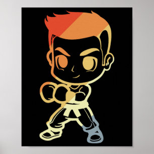 Poster Menino de Kickboxing Desenho Olhar Kickboxer Carat