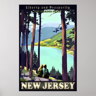 Poster Menino Menina e Cachorro de New Jersey Cartaz de V