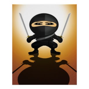Pôster Menino Ninja Fofo Anime Guerreiro Katana Ação