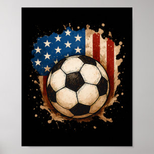Poster Menino Patriótico de Futebol Americano de 4 de Jul