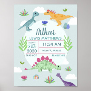 Poster Meninos Azul Dinossauro Brilhante Aposta Infantil