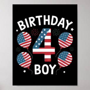 Poster Meninos Bandeira Americana de 4 Anos Bandeira Amer