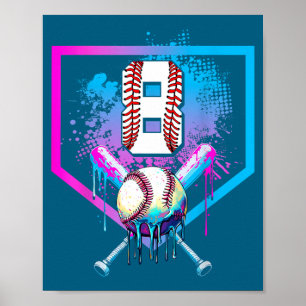 Poster Meninos Beisebol Drip 8º Aniversário Casa