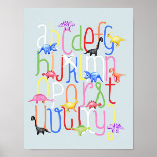 Poster Meninos Bonito Berçário Dinossauro ABC Alfabeto Cr