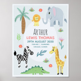 Poster Meninos Cute Safari Animais de Nascimento Aposta I