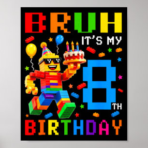 Poster Meninos de 8 Anos Crianças Irmão 8º Aniversário Co