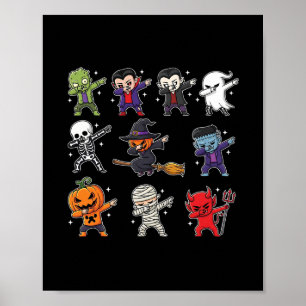 Poster Meninos de Halloween Dabbing Esqueleto Zumbi Assus