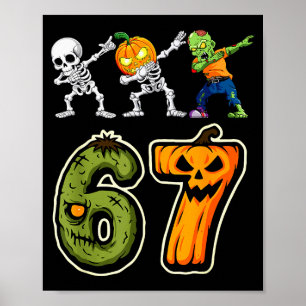 Poster Meninos de Halloween Dabbing Seis Sete 67 Meme Eng